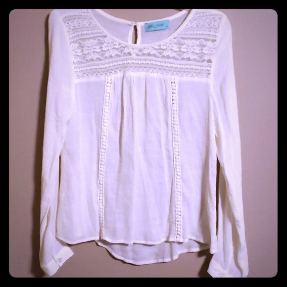 Filly flair lace sheer off white top - Picture 1 of 4